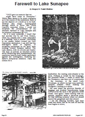 Farewell to Lake Sunapee Article - August 1971