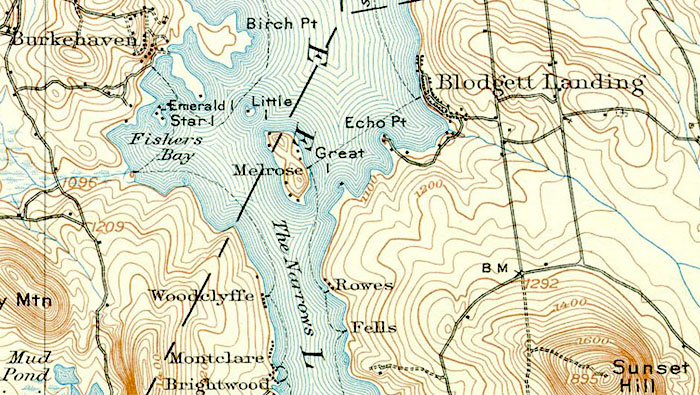 Lake Sunapee 1907 topo map
